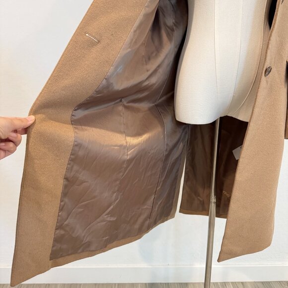 Uniqlo Wool Cashmere Mid Length Camel Trench Coat Luxury Jacket Tan Winter Small - Picture 5 of 10